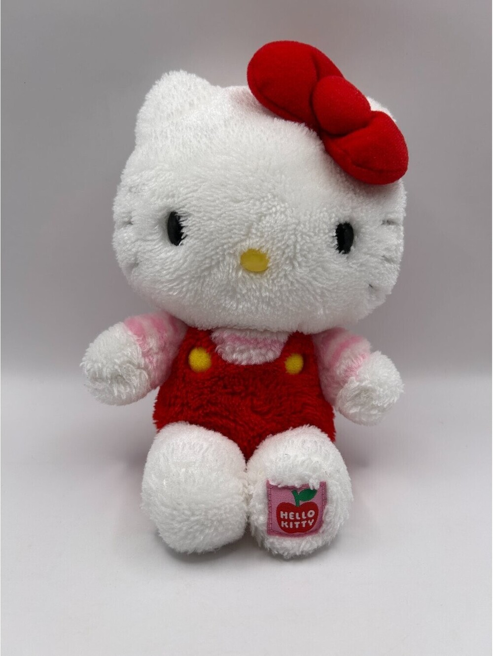 Sanrio Hello Kitty Toy Red Overalls Apple Foot Patch Stuffed Animal White